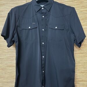PONCHO OUTDOORS Black Short Sleeve Pearl Snap Shirt